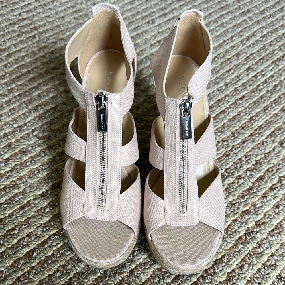 Michael Kors Tan and Pink Espadrille Shoes with Zipper